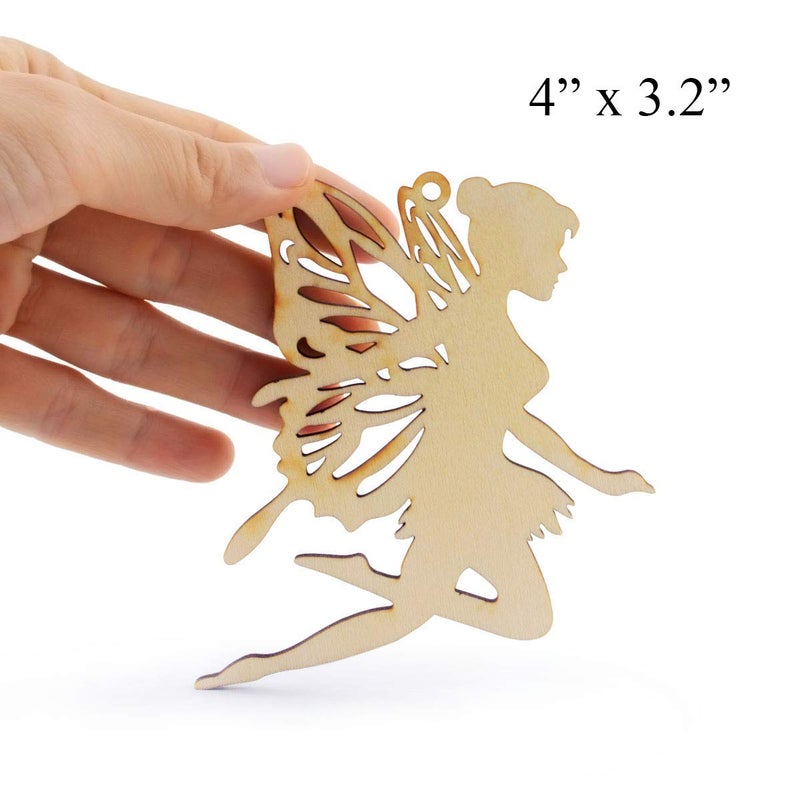 Summer-Ray.com Summer-Ray Set of 20 Laser-Cut Wooden Fairy Cutouts â€“ 2.5mm Thick Plywood â€“ Enchanted Craft Embellishments, Hanging Ornaments & DIY Fairy DÃ©cor - Image 2